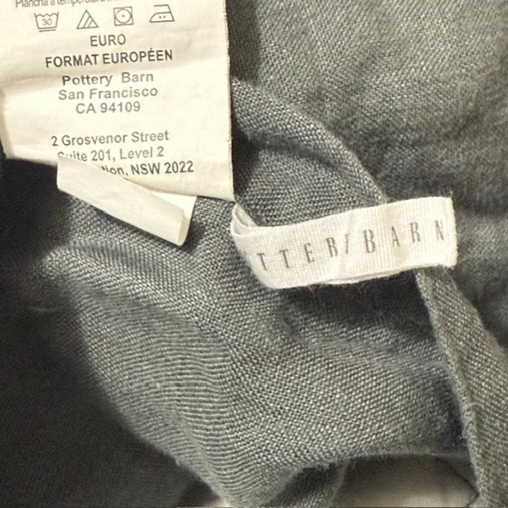 Pottery‎ Barn Belgian Flax Linen Diamond Quilt King Cal King Charcoal Gray
